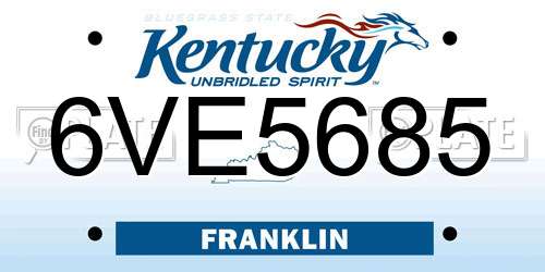 6VE5685 Kentucky License Plate