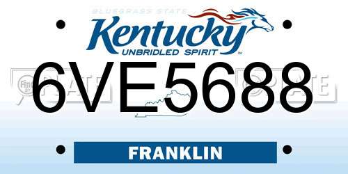 6VE5688 Kentucky License Plate