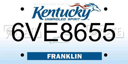 6VE8655 Kentucky License Plate
