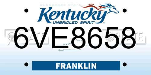 6VE8658 Kentucky License Plate