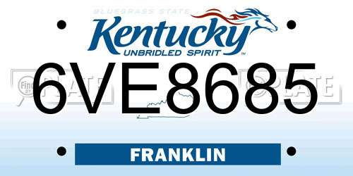 6VE8685 Kentucky License Plate