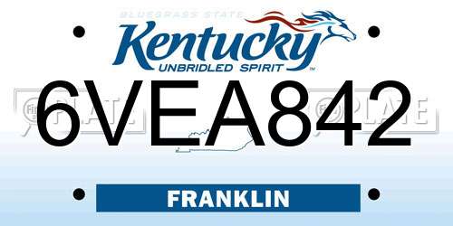 6VEA842 Kentucky License Plate