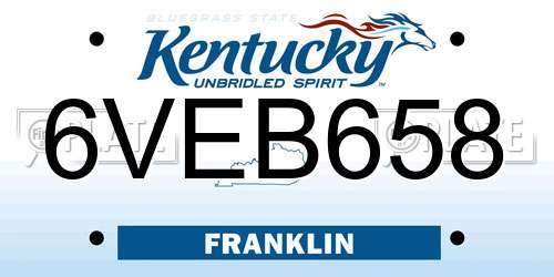 6VEB658 Kentucky License Plate