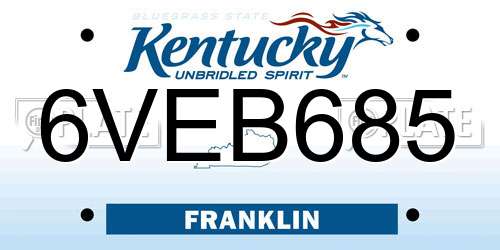 6VEB685 Kentucky License Plate
