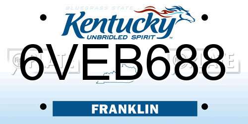 6VEB688 Kentucky License Plate