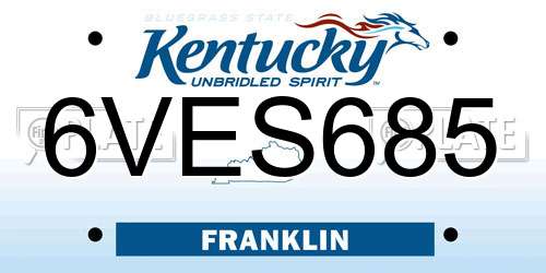 6VES685 Kentucky License Plate