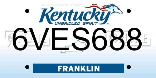 6VES688 Kentucky License Plate