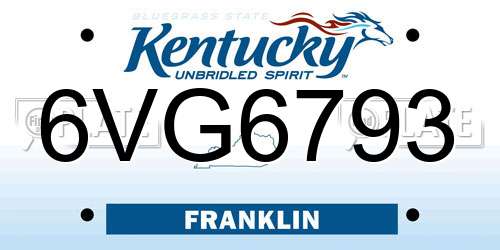 6VG6793 Kentucky License Plate