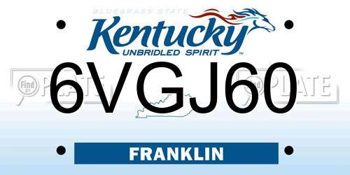 6VGJ60 Kentucky License Plate