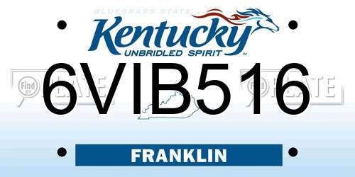 6VIB516 Kentucky License Plate