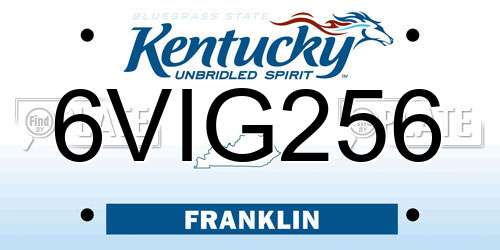 6VIG256 Kentucky License Plate