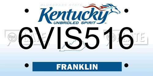 6VIS516 Kentucky License Plate