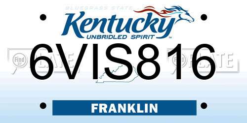 6VIS816 Kentucky License Plate