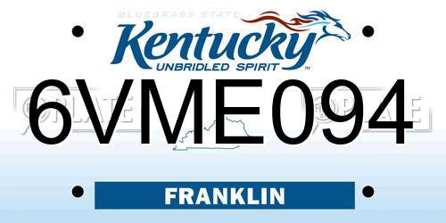 6VME094 Kentucky License Plate