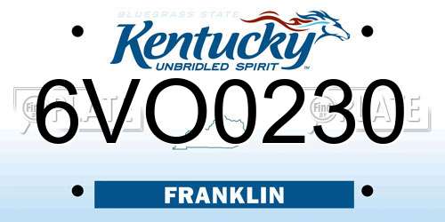 6VO0230 Kentucky License Plate