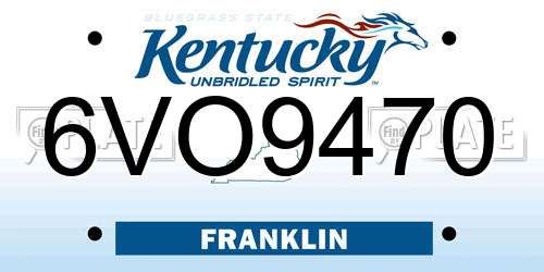 6VO9470 Kentucky License Plate
