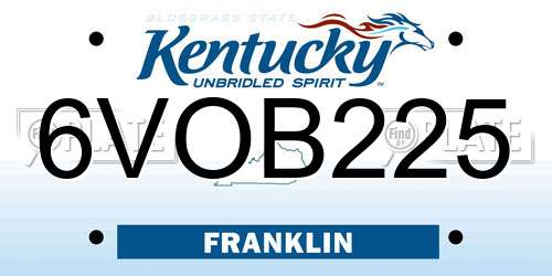 6VOB225 Kentucky License Plate