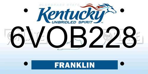 6VOB228 Kentucky License Plate