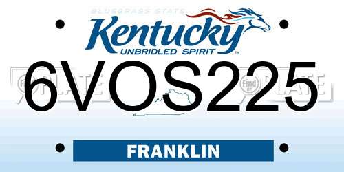 6VOS225 Kentucky License Plate