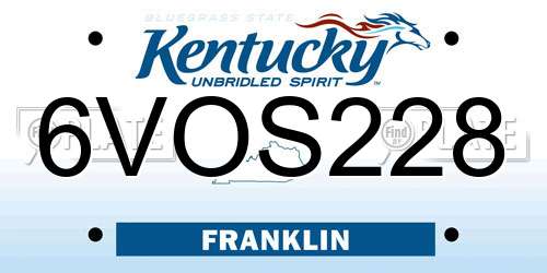 6VOS228 Kentucky License Plate