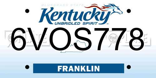 6VOS778 Kentucky License Plate