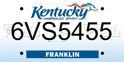 6VS5455 Kentucky License Plate