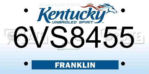 6VS8455 Kentucky License Plate