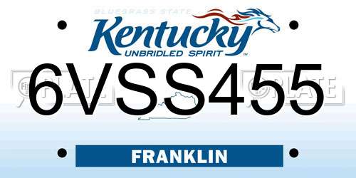 6VSS455 Kentucky License Plate