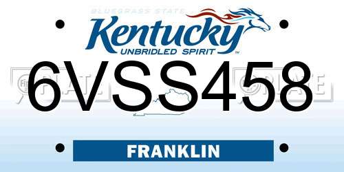 6VSS458 Kentucky License Plate