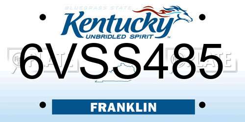 6VSS485 Kentucky License Plate