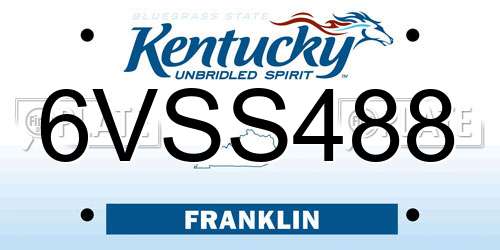 6VSS488 Kentucky License Plate