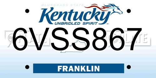 6VSS867 Kentucky License Plate