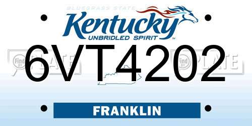 6VT4202 Kentucky License Plate
