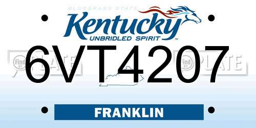 6VT4207 Kentucky License Plate