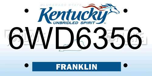 6WD6356 Kentucky License Plate