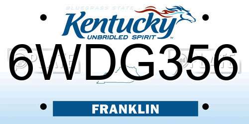 6WDG356 Kentucky License Plate