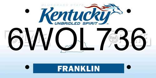 6WOL736 Kentucky License Plate