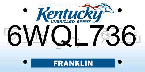 6WQL736 Kentucky License Plate