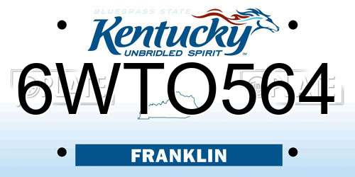6WTO564 Kentucky License Plate