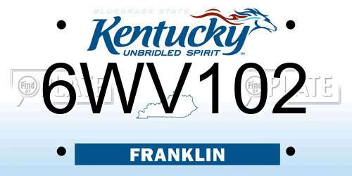 6WV102 Kentucky License Plate