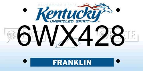 6WX428 Kentucky License Plate
