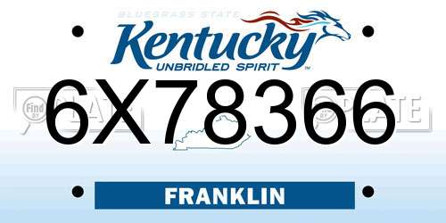 6X78366 Kentucky License Plate