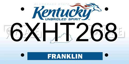 6XHT268 Kentucky License Plate