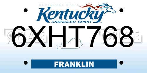 6XHT768 Kentucky License Plate