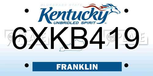 6XKB419 Kentucky License Plate