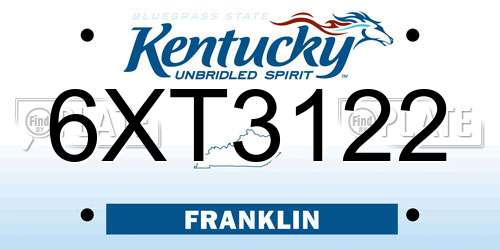 6XT3122 Kentucky License Plate