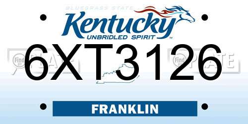 6XT3126 Kentucky License Plate