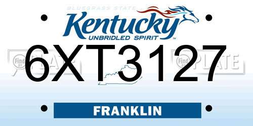 6XT3127 Kentucky License Plate