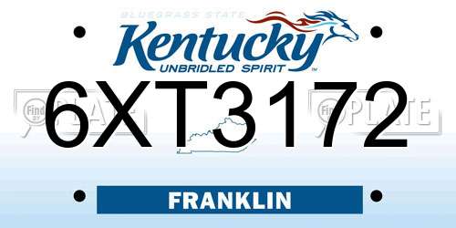 6XT3172 Kentucky License Plate