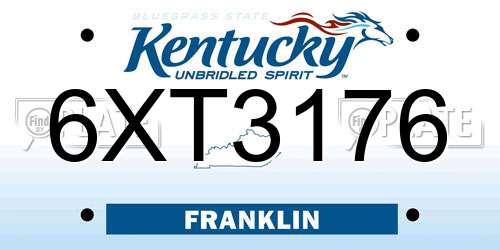 6XT3176 Kentucky License Plate